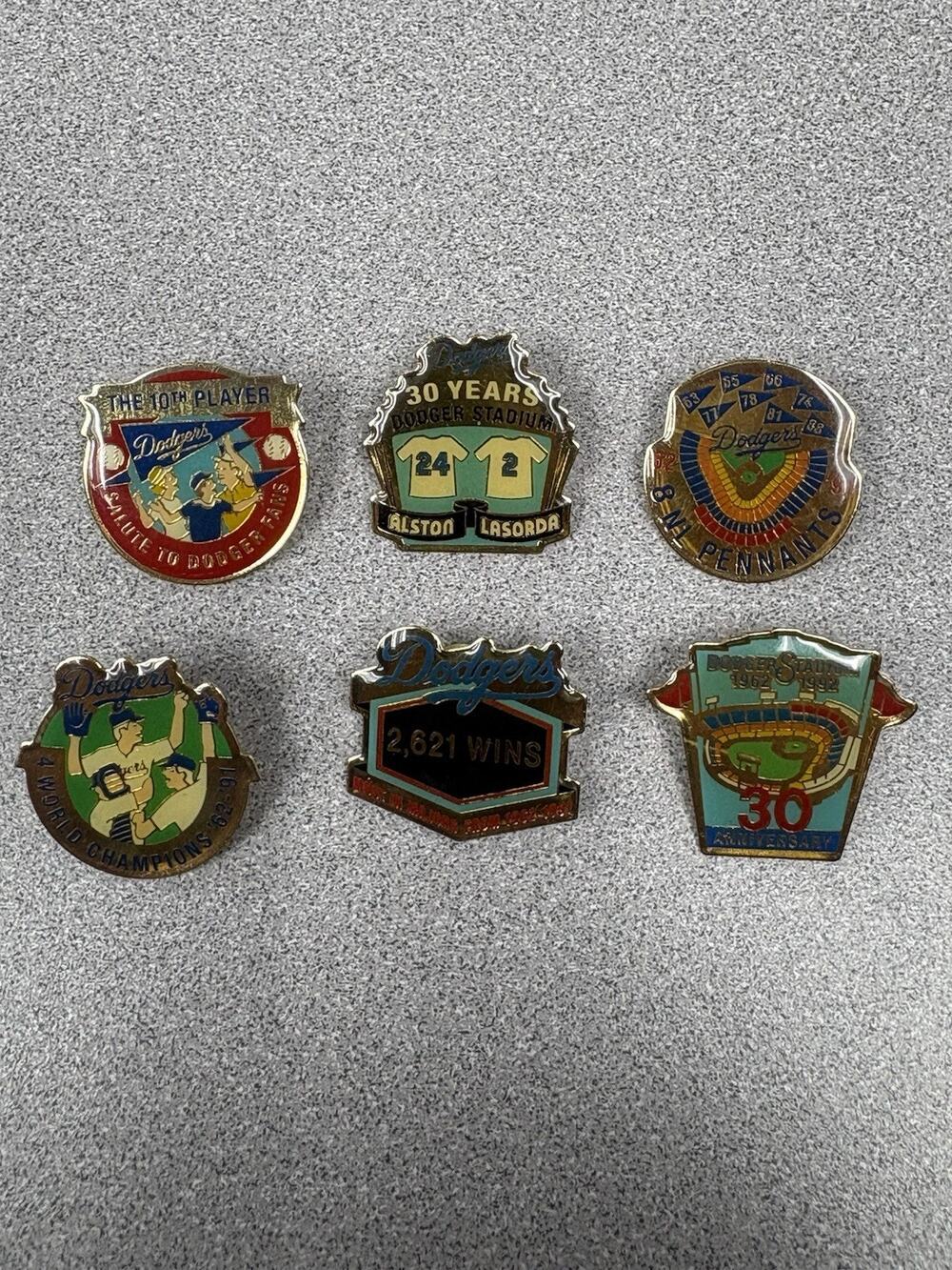 1992 Vintage Lot Of 6 MLB Los Angeles Dodgers Baseball Lapel Pins Unocal 76